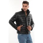 DERiMONTAYA %100 Hakiki Kuzu Deri Yakası Kürklü Siyah Mont Ceket - 000-Siyah - 2XL