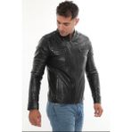 DERİMONTAYA Hakiki Kuzu Deri Mont cepli Siyah Ceket - 000-Siyah - 4XL
