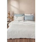 Derin Battal Boy Nevresim Takımı %100 Organik Pamuk Saten El Nakışlı Krem 240x220 Cm