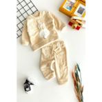 Derin Bebe Neşeli Bebekler Tavşan Kabartmalı Welsoft Takım Bej - 18 - 24 Ay - Krem