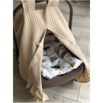 Derin Boutique Derin Boutiques Bej Örgü Pike Bej Fırfırlı Puset Örtüsü - 15 - 36 kg - Açık Gri