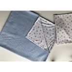 Derin Boutique Mavi Örgü Mavi Yıldızlar Poplin Çift Katlı Pike ve Yastık Kılıfı Set - 0 - 3 Yaş