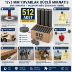 Derin Stok 512 Adet Mıknatıs 17X3 mm Yuvarlak Güçlü Mıknatıs Disk Mıknatıs