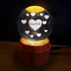 Derin Stok I Love You Tasarım Standlı Cam Küre