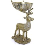 Derin Stok Metal Geyikli Kase 32 cm Dekoratif Hediyelik