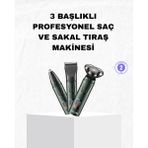 Derin Stok Şarjlı Kablosuz 3 Başlıklı Profesyonel Bakım Seti – Saç, Sakal, Burun Kulak Düzeltici - Seçenek