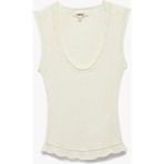 Derin U Yaka Triko Kolsuz Bluz - Ekru - XL