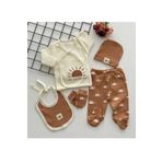 DERİNBEBE Organik Kumaş Fitilli 5 Parça Hastane Çıkışı Set