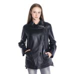 DERİNSS LEATHER Dka1338 Hakiki Deri Kadın Siyah Mont Kaban (Büyük Beden) SİYAH 4XL
