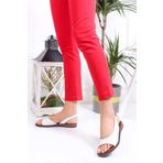 Deripabuc DP-0076 Hakiki Deri Beyaz Kadın Sandalet