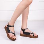 Deripabuc DP-1074 Hakiki Deri Siyah X3 Kadın Deri Sandalet