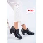 Deripabuc DP37-1104 Hakiki Deri Siyah Kadın Deri Casual Ayakkabı