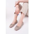 Deripabuc DP58-4053 Hakiki Deri Dark Stone Kadın Deri Babet