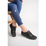 Deripabuc DP62-8001 Hakiki Deri Siyah Baskı Kadın Deri Casual Ayakkabı