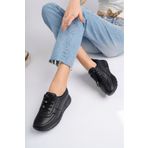 Deripabuc Hakiki Deri Siyah Kadın Deri Sneaker Ayakkabı Dp79-0208