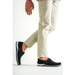 Deripabuc MRD15-3004 Hakiki Deri Siyah Nubuk Erkek Deri Casual Ayakkabı