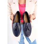 Deripabuc PCC-F04 Hakiki Deri Lacivert Baskı Kadın Casual Ayakkabı