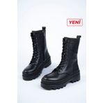 Deripabuc TRC-206525 Hakiki Deri Siyah Kadın Deri Bot