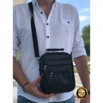 Derius Boss Çelik Kasalı Orta Boy Siyah Erkek El ve Omuz Çantası (HAKİKİ DERİ)