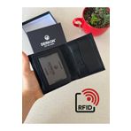 DERKON Rfid Korumalı Hakiki Deri İçten Çıkmalı Erkek Cüzdanı Siyah
