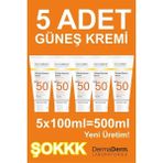 Dermaderm 5 Adet Spf 50+ Güneş Koruma Vitaminli Yüz ve Vücut Güneş Kremi 5 x 100ML
