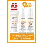 Dermaderm SPF 50+ 100 ml 2 Adet Güneş Kremi ve Dermaderm 1 Adet 100 ml Yüz ve Vücut Güneş Koruma Kremi