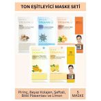 Dermal Ton Eşitleyici Pirinç Beyaz Kayısı Bitki Plasentası ve Limon Özlü Maske Seti 23GR x 5ADET