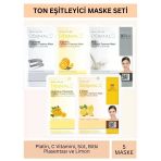 Dermal Ton Eşitleyici Platinum C Vitamini Süt Bitki Plasentası ve Limon Özlü Maske Seti 23gr x 5Adet
