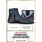 Derman Hakiki Deri Mest Tek Tarafı Lastikli Mest Koyun Derisi Mest Mes - 45 - 0TB-Siyah