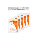Derminix 5'li Kolajen + C Vitamini Kağıt Maske Seti