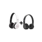DermiTech 2 Adet P47 Extra Bass Wireless Bluetooth Kulaklık 5.0 Edr Siyah Beyaz