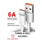 DermiTech Of0zmUcH9A Xiaomi Redmi Uyumlu 67W -120 Uyumlu Hızlı Turbo Şarj Kablosu Usb Type-C 6A Şarj Kablosu