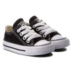 Dermobebek Unisex Günlük Keten Rahat Siyah Bebek&çocuk Sneaker Bağcıklı Kısa Convers Modeli Spor Ayakkabı