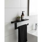 Dersel Dekor Modern Düzenleyici Mat Siyah Duvar Raflı Havlukağıt Askılığı Metal Banyo Rafı ve Havluluk