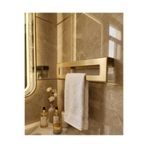 Dersel Dekor Modern Düzenleyici Mutfak Duvar Kapalı Raflı Havlu Askılığı Metal Banyo Rafı ve Havluluk Gold