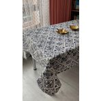 Dertsiz Masa Örtüsü Duck Keten (Gri Çiçek) 150 x 180 cm