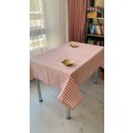 Dertsiz Masa Örtüsü Pötikare Duck Keten (Pembe Ekose)