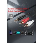 Derwell 1.5 Metre 1.5mt Stereo To Rca Kablo 2+1 5+1 Bilgisayar Pc Ses Kablosu 3.5 Mm Jak Renkli Kablo