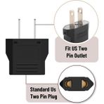 Derwell 1 Adet Türk Fişi Amerikan Tip Fişe Çevirici Seyahat Adaptörü 2 Pinli Düz Plug Travel Adapter Fiş Priz Dönüştürücü Piriz Siyah