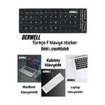 Derwell 1 Adet Türkçe F Klavye Sticker Notebook Pc Uyumlu Klavye Etiketi Silinmez Yapışkanlı Türkçe Harfler