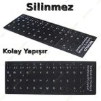 Derwell 1 Adet Türkçe Q Klavye Sticker Notebook Pc Uyumlu Klavye Etiketi Silinmez Yapışkanlı Türkçe Harfler - Siyah