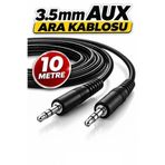 Derwell 10 Metre 10mt 3.5mm Aux Kablo Erkek To Erkek Bilgisayar Macbook MP3 Araba TV Cep Telefonu Hoparlör Uyumlu Aux Ara Kablosu