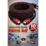 Derwell 10 Metre 10mt HDMI 1.4 Örgülü Kablo Sargılı HDTV HDMI Kablo 1080p Hdmı Uyumlu Hdmı Dijital Kablo Tv Bilgisayar Yüksek Hızlı 10m Hd Kablo