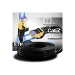 Derwell 10 Metre 10Mt Yeni Nesil Rj45 Kablo Cat7U/Ft Altın Kaplama Korumalı 10Gb/Sn Ağ Lan Ethernet Kablosu