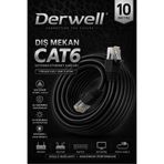 Derwell 10 METRE CAT6 Dış Mekan Outdoor Ethernet Kablosu 23 AWG 0.57mm Kalın Saf Bakır İnternet Ağ Kablosu Yüksek Hızlı Veri İletimi Su Geçirmez UV Korumalı Dayanıklı Siyah Modem Router Switch Patch Kablo