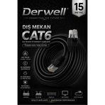 Derwell 15 METRE CAT6 Dış Mekan Outdoor Ethernet Kablosu 23 AWG 0.57mm Kalın Saf Bakır İnternet Ağ Kablosu Yüksek Hızlı Veri İletimi Su Geçirmez UV Korumalı Dayanıklı Siyah Modem Router Switch Patch Kablo