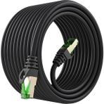 Derwell 15 Metre RJ45 Kablo CAT7U/FTP Altın Kaplama Korumalı 10GB/SN 600 Mhz Zırhlı Utp Ağ Lan Ethernet Kablosu 15MT Xbox Ps 2/3/4/5 RJ45 Patch Kablosu