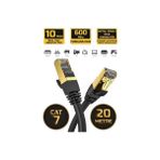 Derwell 20 Metre 20MT Yeni Nesil RJ45 Kablo CAT7U/FTP Altın Kaplama Korumalı 10 Gigabit/s Ağ Lan Ethernet Kablosu 600 Mhz Premium Metal Zırhlı RJ45 Kablo