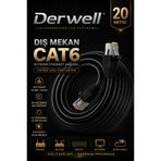 Derwell 20 METRE CAT6 Dış Mekan Outdoor Ethernet Kablosu 23 AWG 0.57mm Kalın Saf Bakır İnternet Ağ Kablosu Yüksek Hızlı Veri İletimi Su Geçirmez UV Korumalı Dayanıklı Siyah Modem Router Switch Patch Kablo