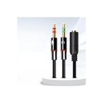Derwell 3.5mm Kulaklık Adaptörü Kulaklık Y Splitter Ses Dişi 2 Erkek Jack Mikrofon Splitter Kablo Ayırıcı Siyah